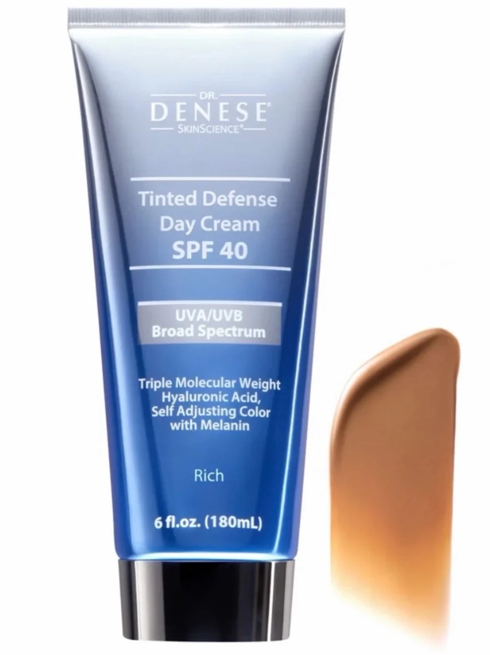 Dr Denese Tinted Defense Day Cream SPF 40, Rich, Large Size 6 fl oz (180mL)